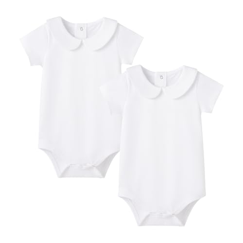 Image of pureborn Baby Romper Bodysuits 2-Pack Unisex Soft Cotton One-Piece Outfit for Infant Boys Girls 0-24 Months