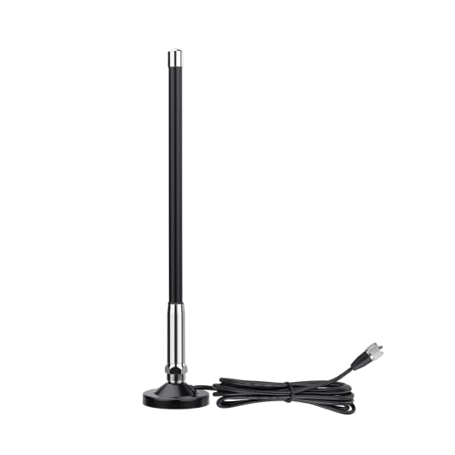 Bingfu Antenne Radio Mobile VHF UHF Radioamateur Bibande 136-174 MHz 400-460 MHz, Antenne en Fibre de Verre 35 cm Base Magnétique, Câble RG58 5 m et...