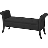 Yaheetech Storage Bench for Entryway Linen Window Bench with Rolled Arms for Bedroom Entryway Window Seat, Black