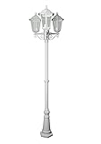 Impermeable IP44 Luceco Farola de Jardín, Lámpara de Pie E27, 3 Luces Impermeable IP44, Linterna Aluminio Blanco para Exterior, Terraza, Caminos, Patio
