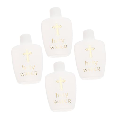 LIFKOME Lot de 4 Bouteilles Décoratives en Plastique 60ml Mini Bouteilles Vides pour Décoration Intérieure d'eau Bénite Réutilisables pour Baptême Mariage et Fêtes Religieuses