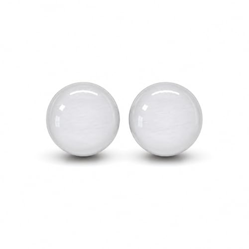 Stud Earrings, Neutral Earth Tones, 10 mm, Handmade, for Women Men Stainless Steel Posts for Sensitive Ears Color Dot Studs (Light Ash Gray)