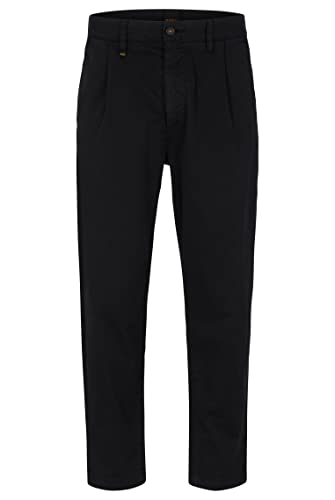 BOSS Mens Schino-Shyne Slim-fit Trousers in Stretch-Cotton Twill Black