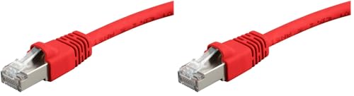 Monoprice - 124314 Cat6A Ethernet Patch Cable - Network Internet Cord - RJ45, 550Mhz, STP, Pure Bare Copper Wire, 10G, 26AWG, 0.5ft, Red (Pack of 2) - image 1