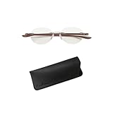 [PrePiar] 老眼鏡 フチなし 2.0 ブルーライトカット ブラウンレディース3ヶ月保証ボスリントンフレームレスおしゃれ