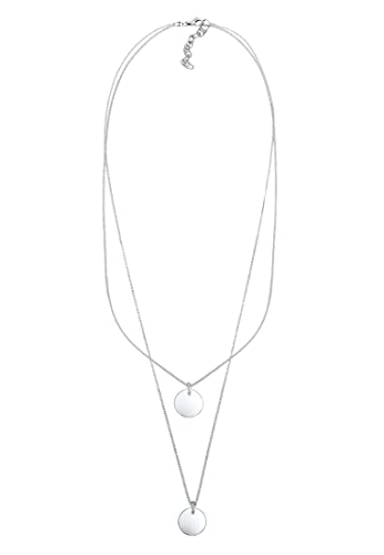 Elli Halskette Damen Plättchen Anhänger 2-lagig 925 Sterling Silbe – Ansicht 3