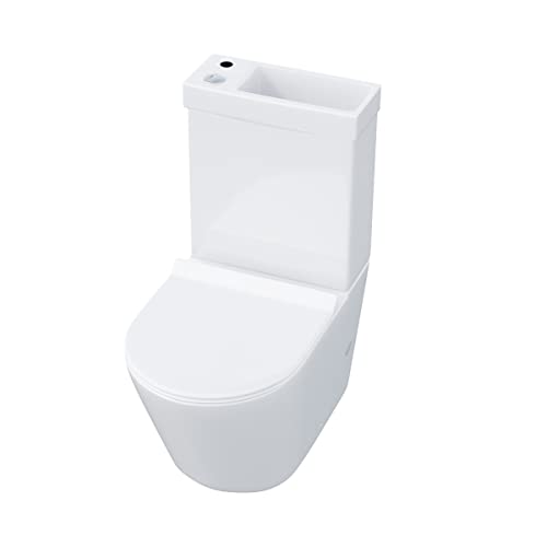 Image of Pilton 2 in 1 Toilet Basin Combo Combined Toilet and Sink Space Saving Cloakroom Unit