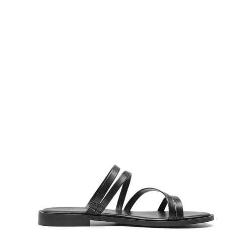 DREAM PAIRS Women's Clear Studded Rhinestone Slide Sandals Slip on Open Toe Cute Flat Sandals for Summer2