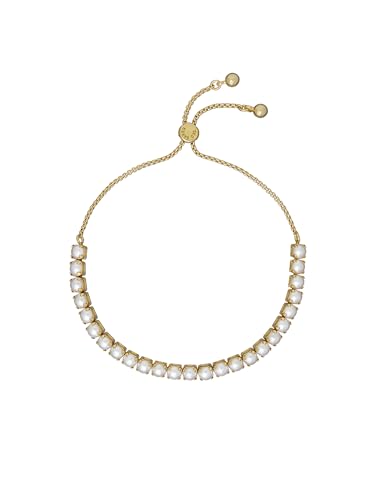 Ted Baker Melrah Icon Crystal Adjustable Tennis Bracelet For Women (Gold/Pearl)