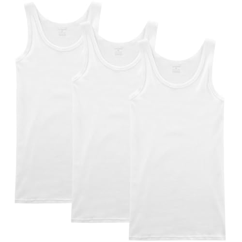 NUOZA Camiseta de Tirantes para Hombre Pack de 3 de Algodón 100% Interior-Blanco,XXL