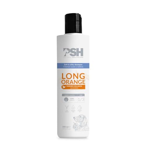 PSH Long Orange Shampoo - Champú para Perros y Gatos con Manto Largo - Hidratación Profunda...