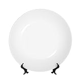 YURIOPF Custom Display Dish with Display Stand, Personalized Ceramic Dishes with Photo Picture Logo Text, Customized Bone China Decorative Plate with Memorial Gifts for Couple, PureWhite-8 In