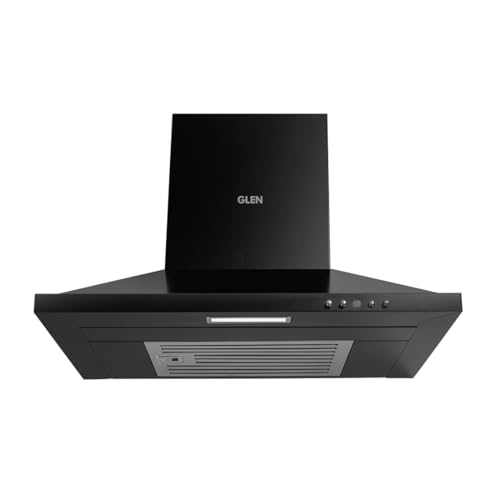 Glen Electric Kitchen Chimney for Home With 7 Year Warranty On Motor, Pyramid Shape SS Baffle filter 60cm 1100 m³/h - Black (6049 IN BLK)