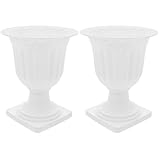 Abaodam 2pcs Urn Planter Flowerpot Flower Stand for Wedding Flower Pots Indoor Front Door Decorations 5 Inch Pots for Plants Tall Planter Outdoor Vase White