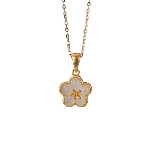 Pendentif en jade blanc naturel fleur de prune pour votre séance de yoga