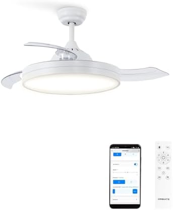 CREATE / WIND CLEAR M/Ventilador de techo con luz blanco con mando y Wifi / 40W, Ø108 cm, temporizador, 6 velocidades, aspas retráctiles, 3 temperatur...