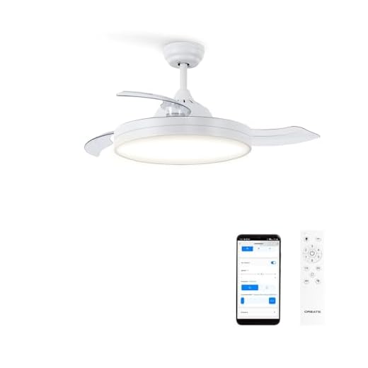 CREATE / WIND CLEAR M/Ventilador de techo con luz blanco con mando y Wifi / 40W, Ø108 cm, temporizador, 6 velocidades, aspas retráctiles, 3 temperaturas de luz, función verano-invierno