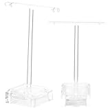 VILLFUL Soporte de Exhibición para Joyas en Acrílico Transparente, Organizador en Forma de T para Pendientes y Collares, 2 Piezas, para Tocador y Tienda, Soporte Versátil y Moderno