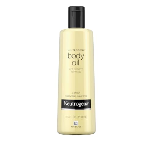 Neutrogena Body Oil Light Sesame Formula, 8.5 fl oz | Radiant Glow Moisturizer, For Dry Skin, Bath & Shower Oil, Smooth and Hydrated Skin