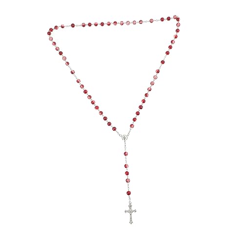 LIFKOME Cruz Rosario Collar Rosario Favores De Bautizo Para Niñas Rosario Para Bautizo De Bebe Rosario Collares Cruz Collares De Bautizo Para Niña Cruz Encanto Collares Aleación