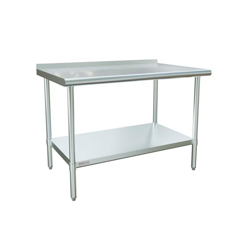 Image of STABLEINK NSF Stainless Steel Table 48x30 Inches 4ft, Metal Prep & Work Table with Backsplash and Adjustable Undershelf, for Commercial Kitchen, Restaurant, Hotel and Garage