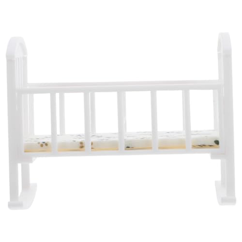 TOYANDONA Mini Cuna Mecedora Blanca para Muñecas Cama Miniatura para Dormitorio de Casa de Muñecas Mueble y Robusto para Imaginativo y Desarrollo Infantil