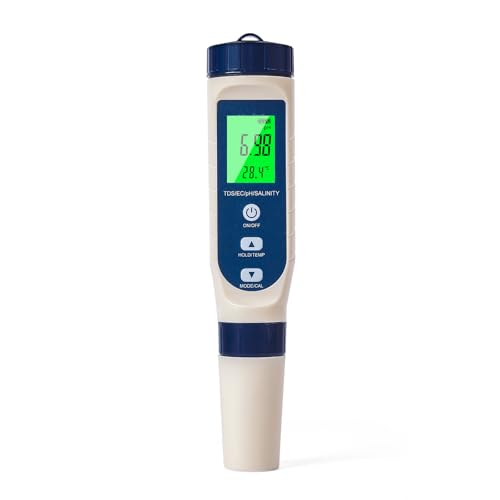 Pious Ph Wert Messgerät Hochpräzises Ph/Salzgehalt/ec/tds/Temperatur-Multifunktions-Ph-Messgerät Automatische Temperaturkompensation Lcd-display Geeignet Für Trinkwasser Schwimmbad Hydroponik