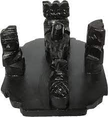 Black Shiv Family & Nandi ji Idol Statue Hindu God Shiva Sculpture for Religious Decor