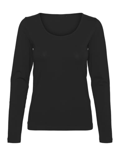 Vero Moda Maglia a Maniche Lunghe da Donna Vmlulu LS Scollo a U Jrs Ga Noos, Nero, S