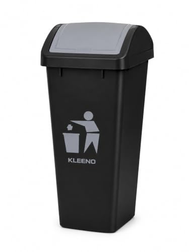 Image of Kleeno Cello Plastic Swing-Lid Garbage Dustbin 48 Ltr, Grey-Black