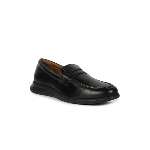Image of Louis Philippe Men Premium Leather Breathable Lining Material Light Weight Flat Heel EVA Sole Casual Slip-on Shoes