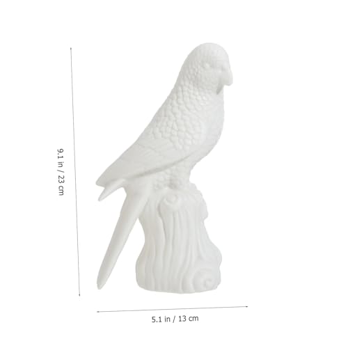 Perroquet en céramique blanche : statue décorative pour bureau et restaurant