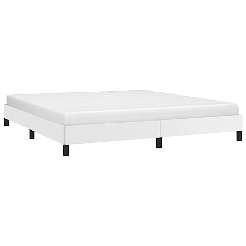 vidaXL Estructura de Cama Mueble Acolchado Dormitorio Tapizada Habitación Base Individual Descanso Hogar Casa de Cuero Sintético Blanco 180x200 cm