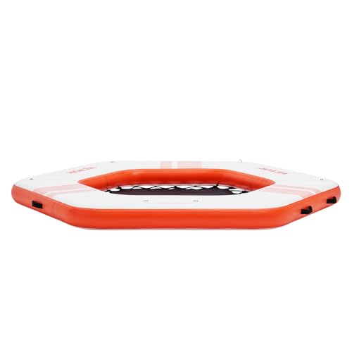 VEVOR Inflatable Floating Dock, ø8.5FT Inflatable Dock Platform with ø5FT Trampoline Mesh Pool, Non-Slip Floating Platform Water Mat with Portable Bag & Detachable Ladder for Pool Beach Relaxation by VEVOR - Used condition - Image 4