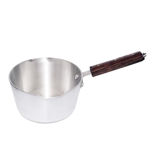 DIOXSTAR Milk Pan, Metal Finish, Heat Resistant Handle, Kitchen Appliances, Easy to Clean, Lightweight, Home Kitchen Milk Pan, Heavy Durable Wooden Handle (1.5 Litre)