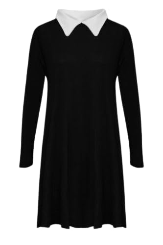 Pretty Attitude Damen Skaterkleid mit Bubikragen, kurzärmelig, Schwarz, Schwarz , 34-36