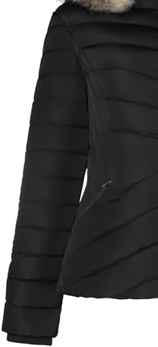 BodiLove Women's Warm Winter Quilted Puffer Short Coat High Collar Jacket with Removable Faux Fur Hood4