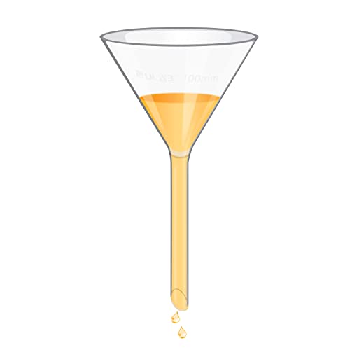 ULAB Scientific Glass Funnel 100mm, Stem Diameter 13mm, 3.3 Borosilicate Glass, Heavy Wall, Pack of 1, UGF1002