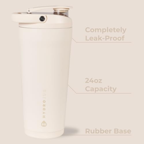 Image of HydroJug Insulated Protein Shaker Bottle 24 oz, Silent Mixing, Cream