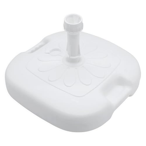 Pied de parasol en plastique - 45 x 45 cm - À remplir pour mâts de parasol jusqu'à 33 cm - Blanc - Support de parasol à remplir avec 16 l d'eau ou de sable - Poids du parasol