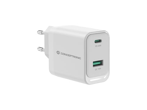 Conceptronic ALTHEA20W45 Chargeur d'appareils Mobiles Universel Blanc Secteur Charge Rapide Intérieure