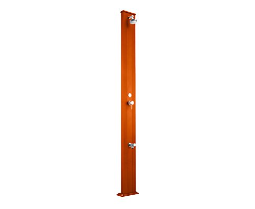 Arkema Spring S - Ducha Clásica De Interior Y Exterior - Entrada De Agua Caliente Y Agua Fría Regulable Con Mezclador Y Lavapiés - Ducha Recta - Altura 228 Cm Arkema A225 2009 - Color Naranja
