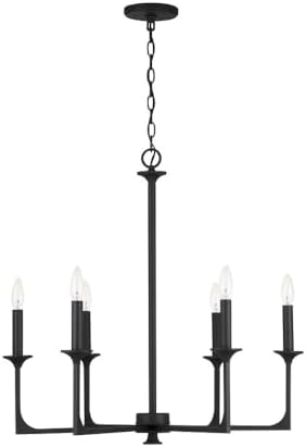 Capital Lighting 437361BI Clint Bold Metal Candle Chandelier, 6-Light 360 Total Watts, 28" H x 28" W, Black Iron