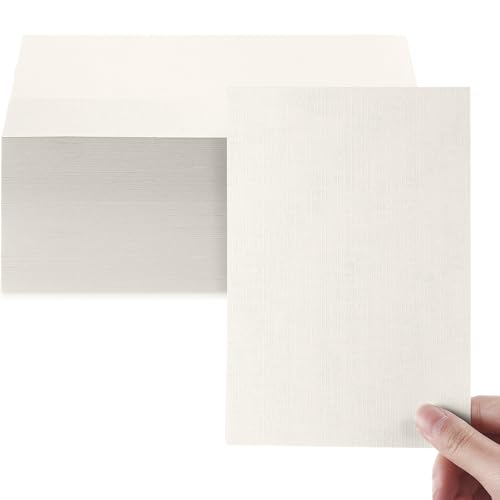 Geosar 100 Sheets Linen Cardstock 4 x 6 Invitation Heavy Weight Printer Paper 92lb 250GSM Index Cardstock for Printer Postcards Blank Flash Note Greeting(Cream)
