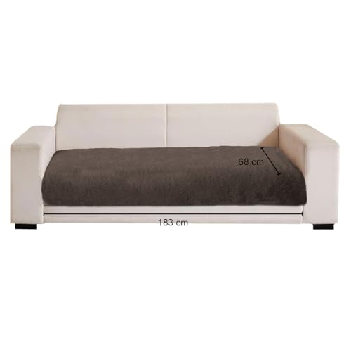 Image of Luxe Home Premium Rabbit Fur Sofa Cover 3 Seater Ultra-Soft Washable Anti-Slip Slipcover for Sofa (Chocolate, 68x183 cm)