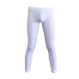 cloudmall Mens White Sheer Semi Smooth Ice Silk Leggings Sports Low Rise Pants Underwear XL