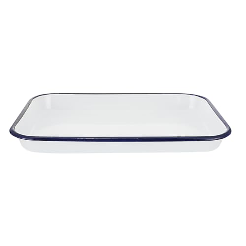 UKCOCO Plateau pour Organiser Flacons et Outils en Émail Blanc Stérilisé Carré Grosse Capacité, Simple et Pratique pour Laboratoire et Maison
