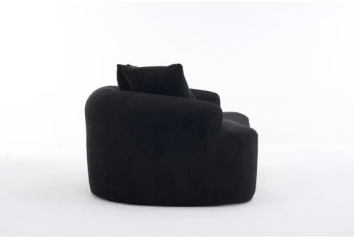 Curved Loveseat Sofa with Full Compression Sponge, Great for Small Spaces, Apartments (Black)