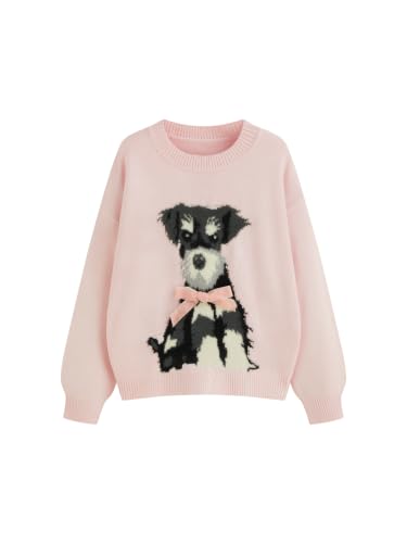Image of CIDER Women's Cat Sweater Long Sleeve Crew Neck Fun Graphic Cute Patterned Chunky Pullover Sweater Tops