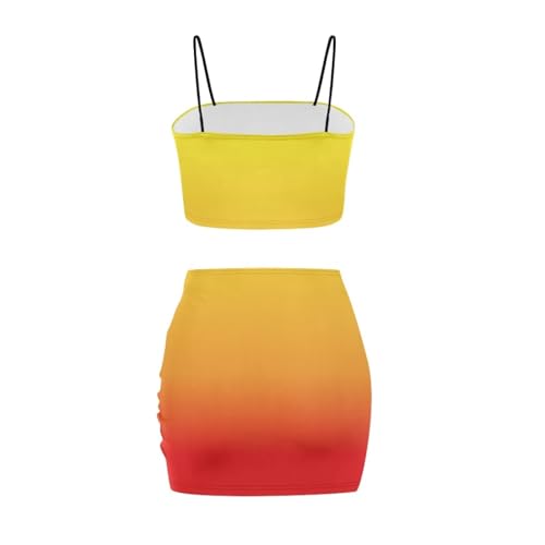 Image of 2025 Sexy Spaghetti Strap Crop Tops and Bodycon Skirt Casual 2 Piece Set S-4XL